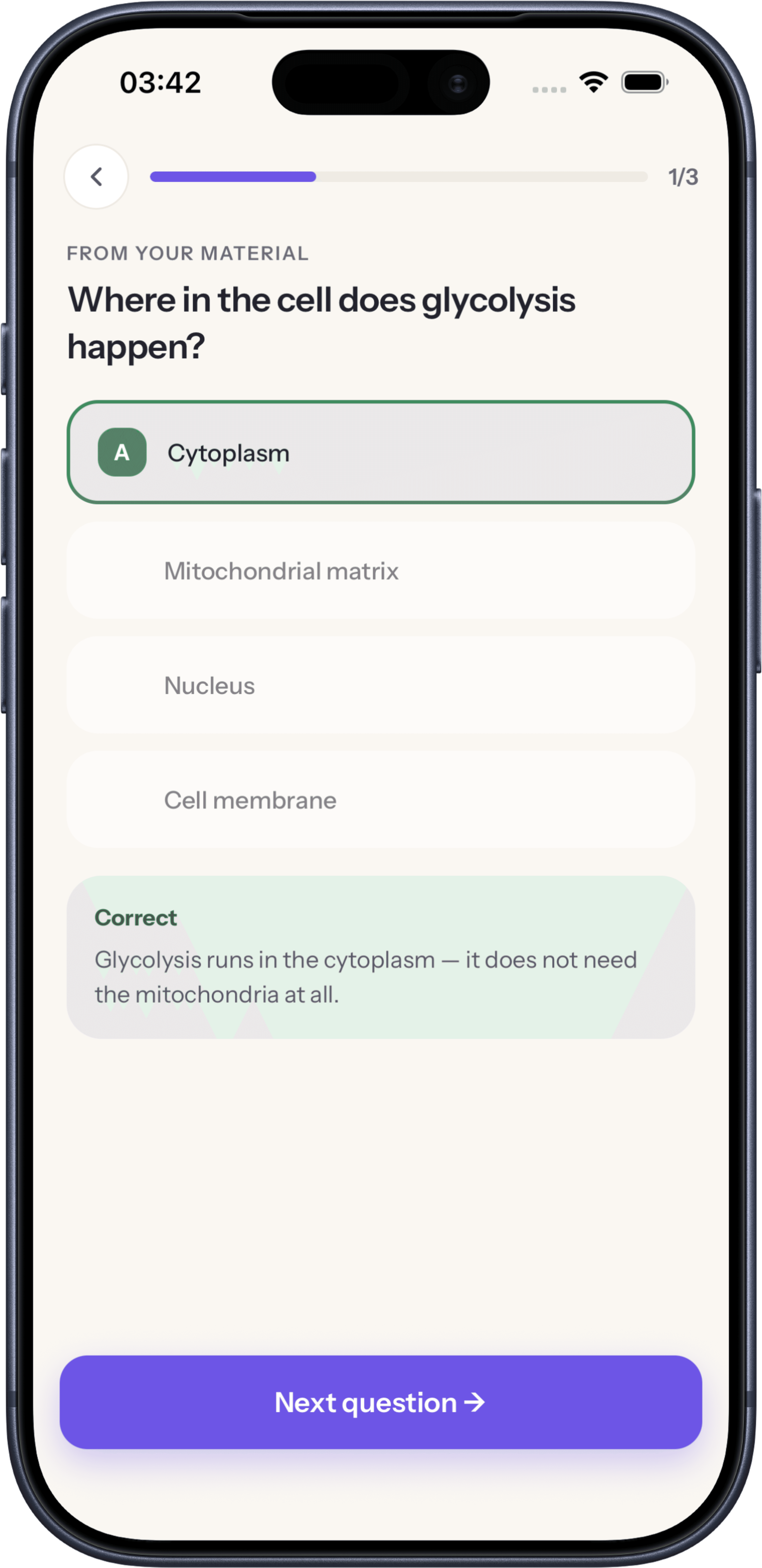 A quiz created from study material in Zelmi